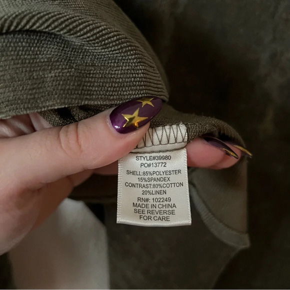 Skies are Blue Corduroy Button Up Shirt Jacket Olive Green Size Medium - Picture 6 of 9